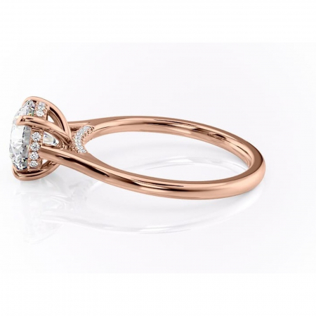 Inel de logodnă Aria din aur Rose 14kt cu moissanite tăietură rotundă – Solitar rafinată pentru profil înalt | Personalizează și configurează gratuit online [5]