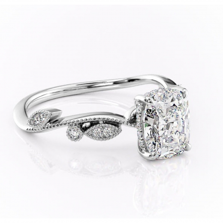 Pernă alungită - Inel de logodnă Aurelia din aur Alb 14kt cu moissanite tăietură asscher – Pietre laterale rafinată pentru profil înalt | Personalizează și configurează gratuit online