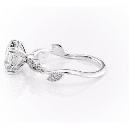 Inel de logodnă Aurelia din aur Alb 14kt cu moissanite tăietură asscher – Pietre laterale rafinată pentru profil înalt | Personalizează și configurează gratuit online [5]