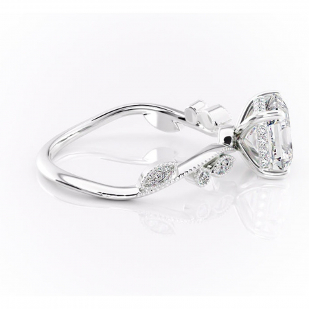 Inel de logodnă Aurelia din aur Alb 14kt cu moissanite tăietură asscher – Pietre laterale rafinată pentru profil înalt | Personalizează și configurează gratuit online [1]