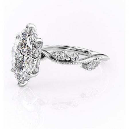 Inel de logodnă Aurelia din aur Alb 14kt cu moissanite tăietură marquise – Pietre laterale rafinată pentru profil înalt | Personalizează și configurează gratuit online [6]