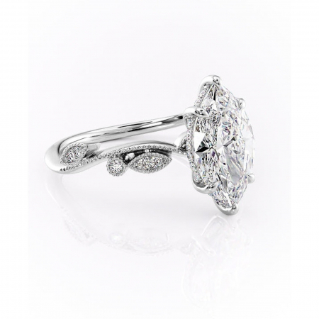 Marquise - Inel de logodnă Aurelia din aur Alb 14kt cu moissanite tăietură marquise – Pietre laterale rafinată pentru profil înalt | Personalizează și configurează gratuit online