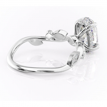 Inel de logodnă Aurelia din aur Alb 14kt cu moissanite tăietură ovală – Pietre laterale rafinată pentru profil înalt | Personalizează și configurează gratuit online [2]