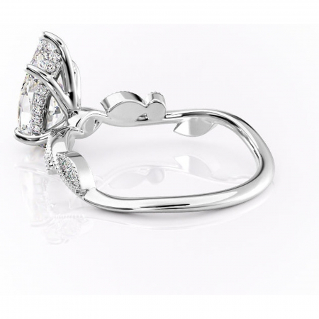 Inel de logodnă Aurelia din aur Alb 18kt cu moissanite tăietură pară – Pietre laterale rafinată pentru profil înalt | Personalizează și configurează gratuit online [4]