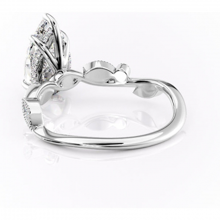 Inel de logodnă Aurelia din aur Alb 18kt cu moissanite tăietură pară – Pietre laterale rafinată pentru profil înalt | Personalizează și configurează gratuit online [3]