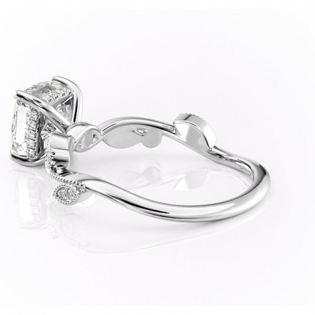 Inel de logodnă Aurelia din aur Alb 14kt cu moissanite tăietură pernă – Pietre laterale rafinată pentru profil înalt | Personalizează și configurează gratuit online [4]