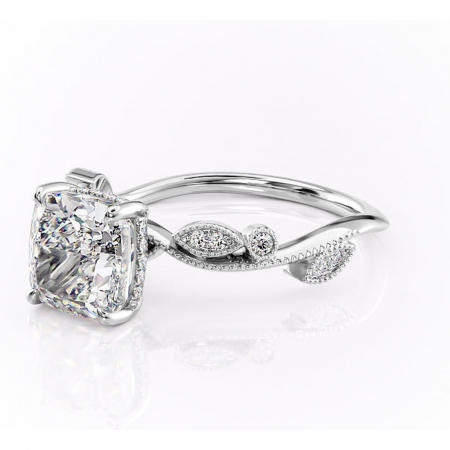 Inel de logodnă Aurelia din aur Alb 14kt cu moissanite tăietură pernă – Pietre laterale rafinată pentru profil înalt | Personalizează și configurează gratuit online [6]