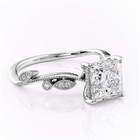 Princess - Inel de logodnă Aurelia din aur Alb 14kt cu moissanite tăietură princess – Pietre laterale rafinată pentru profil înalt | Personalizează și configurează gratuit online