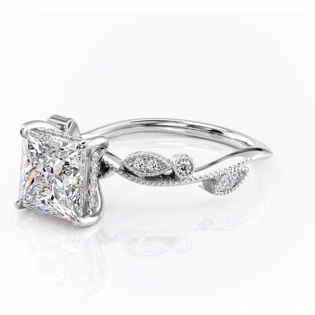 Inel de logodnă Aurelia din aur Alb 14kt cu moissanite tăietură princess – Pietre laterale rafinată pentru profil înalt | Personalizează și configurează gratuit online [6]