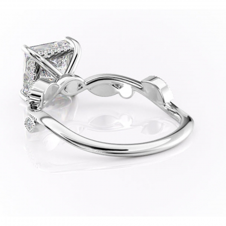 Inel de logodnă Aurelia din aur Alb 14kt cu moissanite tăietură princess – Pietre laterale rafinată pentru profil înalt | Personalizează și configurează gratuit online [3]