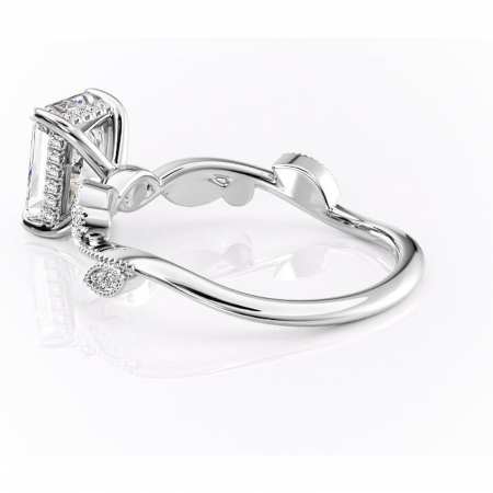 Inel de logodnă Aurelia din aur Alb 18kt cu moissanite tăietură radiantă – Pietre laterale rafinată pentru profil înalt | Personalizează și configurează gratuit online [4]