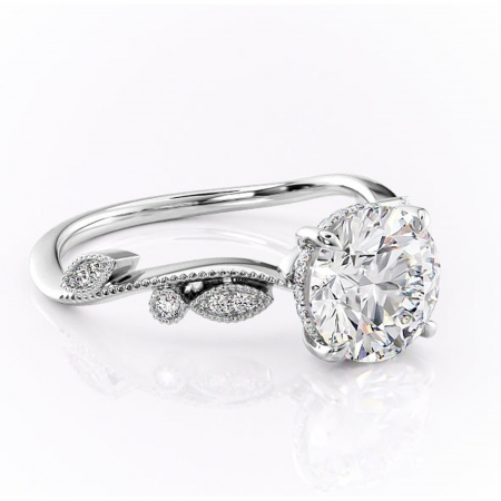 Halo - Inel de logodnă Aurelia din aur Alb 14kt cu moissanite tăietură rotundă – Pietre laterale rafinată pentru profil înalt | Personalizează și configurează gratuit online