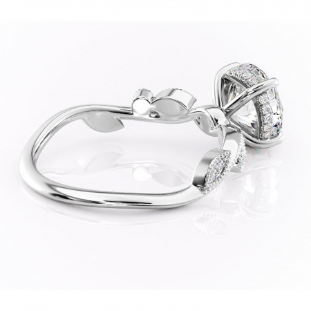 Inel de logodnă Aurelia din aur Alb 14kt cu moissanite tăietură rotundă – Pietre laterale rafinată pentru profil înalt | Personalizează și configurează gratuit online [2]