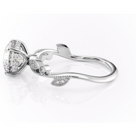 Inel de logodnă Aurelia din aur Alb 14kt cu moissanite tăietură rotundă – Pietre laterale rafinată pentru profil înalt | Personalizează și configurează gratuit online [5]