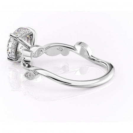 Inel de logodnă Aurelia din aur Alb 14kt cu moissanite tăietură rotundă – Pietre laterale rafinată pentru profil înalt | Personalizează și configurează gratuit online [4]