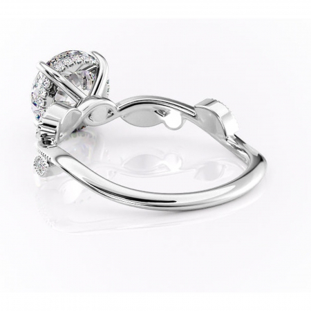 Inel de logodnă Aurelia din aur Alb 14kt cu moissanite tăietură rotundă – Pietre laterale rafinată pentru profil înalt | Personalizează și configurează gratuit online [3]