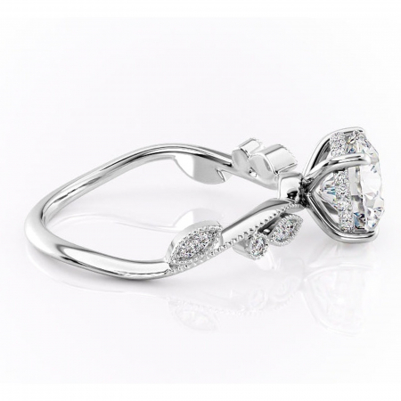 Inel de logodnă Aurelia din aur Alb 14kt cu moissanite tăietură rotundă – Pietre laterale rafinată pentru profil înalt | Personalizează și configurează gratuit online [1]