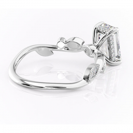 Inel de logodnă Aurelia din aur Alb 14kt cu moissanite tăietură smarald – Pietre laterale rafinată pentru profil înalt | Personalizează și configurează gratuit online [2]