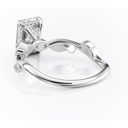 Inel de logodnă Aurelia din aur Alb 14kt cu moissanite tăietură smarald – Pietre laterale rafinată pentru profil înalt | Personalizează și configurează gratuit online [3]