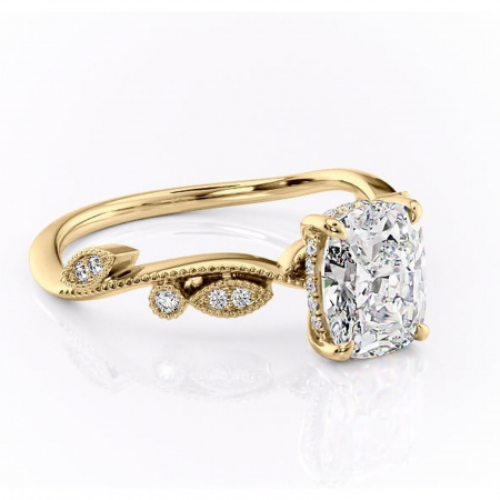 14K - Inel de logodnă Aurelia din aur Galben 14kt cu moissanite tăietură asscher – Pietre laterale rafinată pentru profil înalt | Personalizează și configurează gratuit online