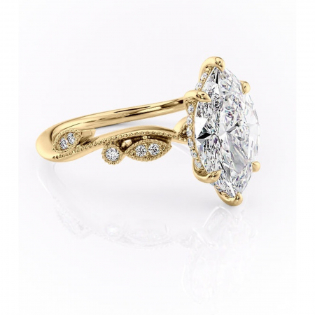 Marquise - Inel de logodnă Aurelia din aur Galben 18kt cu moissanite tăietură marquise – Pietre laterale rafinată pentru profil înalt | Personalizează și configurează gratuit online