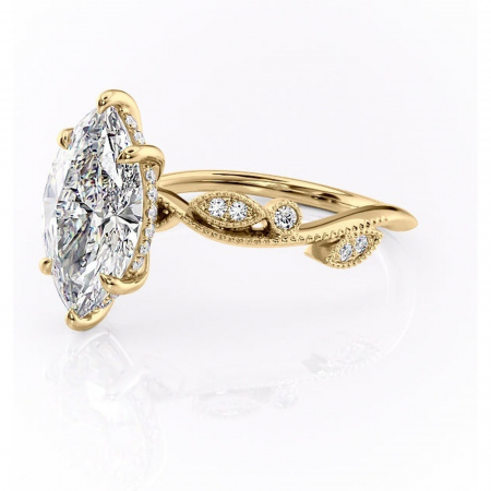 Inel de logodnă Aurelia din aur Galben 14kt cu moissanite tăietură marquise – Pietre laterale rafinată pentru profil înalt | Personalizează și configurează gratuit online [6]