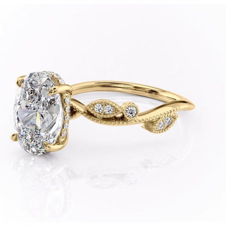 Inel de logodnă Aurelia din aur Galben 14kt cu moissanite tăietură ovală – Pietre laterale rafinată pentru profil înalt | Personalizează și configurează gratuit online [6]