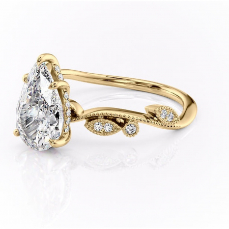 Inel de logodnă Aurelia din aur Galben 18kt cu moissanite tăietură pară – Pietre laterale rafinată pentru profil înalt | Personalizează și configurează gratuit online [6]