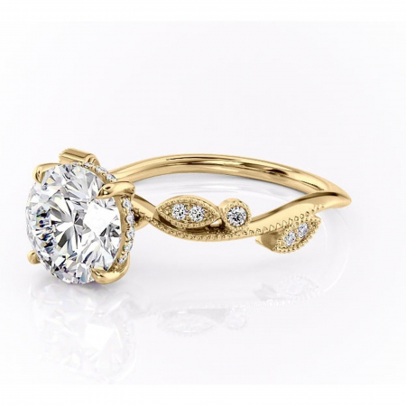 Inel de logodnă Aurelia din aur Galben 14kt cu moissanite tăietură rotundă – Pietre laterale rafinată pentru profil înalt | Personalizează și configurează gratuit online [6]