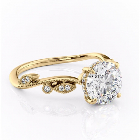 Aur galben - Inel de logodnă Aurelia din aur Galben 14kt cu moissanite tăietură rotundă – Pietre laterale rafinată pentru profil înalt | Personalizează și configurează gratuit online