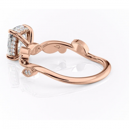 Inel de logodnă Aurelia din aur Rose 14kt cu moissanite tăietură asscher – Pietre laterale rafinată pentru profil înalt | Personalizează și configurează gratuit online [4]