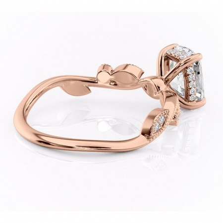 Inel de logodnă Aurelia din aur Rose 14kt cu moissanite tăietură asscher – Pietre laterale rafinată pentru profil înalt | Personalizează și configurează gratuit online [2]