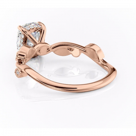 Inel de logodnă Aurelia din aur Rose 14kt cu moissanite tăietură asscher – Pietre laterale rafinată pentru profil înalt | Personalizează și configurează gratuit online [3]