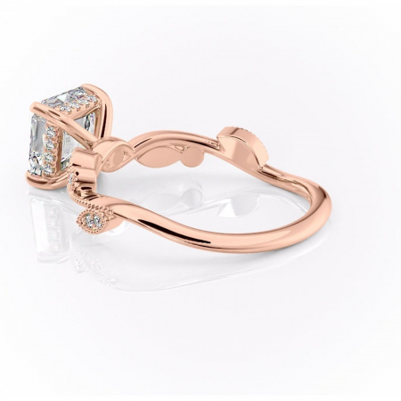 Inel de logodnă Aurelia din aur Rose 18kt cu moissanite tăietură asscher – Pietre laterale rafinată pentru profil înalt | Personalizează și configurează gratuit online [4]