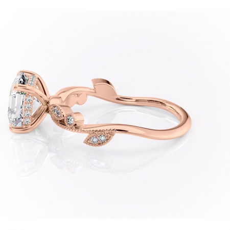 Inel de logodnă Aurelia din aur Rose 18kt cu moissanite tăietură asscher – Pietre laterale rafinată pentru profil înalt | Personalizează și configurează gratuit online [5]