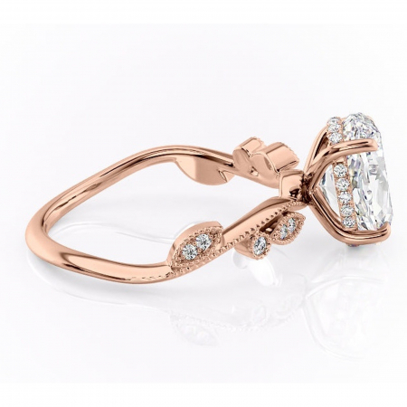 Inel de logodnă Aurelia din aur Rose 14kt cu moissanite tăietură ovală – Pietre laterale rafinată pentru profil înalt | Personalizează și configurează gratuit online [1]