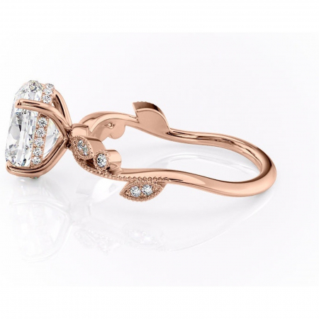 Inel de logodnă Aurelia din aur Rose 14kt cu moissanite tăietură ovală – Pietre laterale rafinată pentru profil înalt | Personalizează și configurează gratuit online [5]