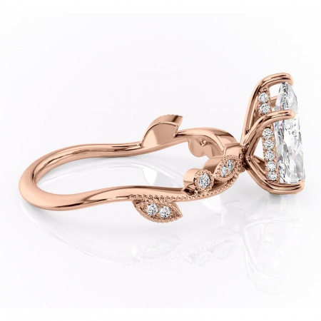 Inel de logodnă Aurelia din aur Rose 18kt cu moissanite tăietură pară – Pietre laterale rafinată pentru profil înalt | Personalizează și configurează gratuit online [1]