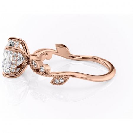 Inel de logodnă Aurelia din aur Rose 14kt cu moissanite tăietură princess – Pietre laterale rafinată pentru profil înalt | Personalizează și configurează gratuit online [5]