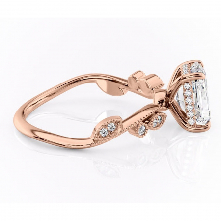 Inel de logodnă Aurelia din aur Rose 14kt cu moissanite tăietură radiantă – Pietre laterale rafinată pentru profil înalt | Personalizează și configurează gratuit online [1]
