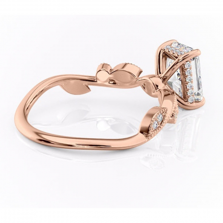 Inel de logodnă Aurelia din aur Rose 14kt cu moissanite tăietură radiantă – Pietre laterale rafinată pentru profil înalt | Personalizează și configurează gratuit online [2]