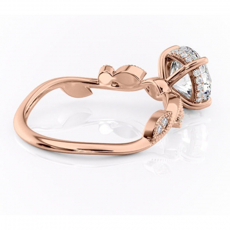 Inel de logodnă Aurelia din aur Rose 14kt cu moissanite tăietură rotundă – Pietre laterale rafinată pentru profil înalt | Personalizează și configurează gratuit online [2]