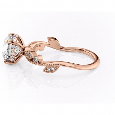 Inel de logodnă Aurelia din aur Rose 14kt cu moissanite tăietură rotundă – Pietre laterale rafinată pentru profil înalt | Personalizează și configurează gratuit online [5]