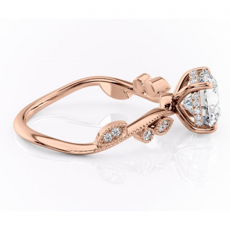 Inel de logodnă Aurelia din aur Rose 14kt cu moissanite tăietură rotundă – Pietre laterale rafinată pentru profil înalt | Personalizează și configurează gratuit online [1]