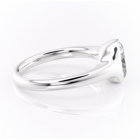 Inel de logodnă Avenelle din aur Alb 14kt cu moissanite tăietură asscher – Montură închisă rafinată pentru solitar | Personalizează și configurează gratuit online [1]