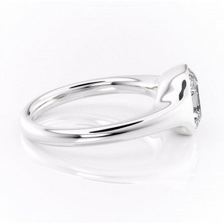 Inel de logodnă Avenelle din aur Alb 14kt cu moissanite tăietură asscher – Montură închisă rafinată pentru solitar | Personalizează și configurează gratuit online [1]