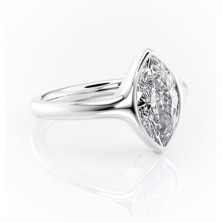 Marquise - Inel de logodnă Avenelle din aur Alb 14kt cu moissanite tăietură marquise – Montură închisă rafinată pentru solitar | Personalizează și configurează gratuit online