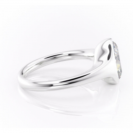 Inel de logodnă Avenelle din aur Alb 14kt cu moissanite tăietură ovală – Montură închisă rafinată pentru solitar | Personalizează și configurează gratuit online [1]