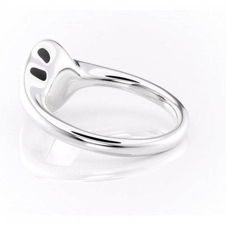 Inel de logodnă Avenelle din aur Alb 14kt cu moissanite tăietură ovală – Montură închisă rafinată pentru solitar | Personalizează și configurează gratuit online [4]