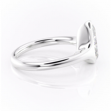 Inel de logodnă Avenelle din aur Alb 14kt cu moissanite tăietură pară – Montură închisă rafinată pentru solitar | Personalizează și configurează gratuit online [1]